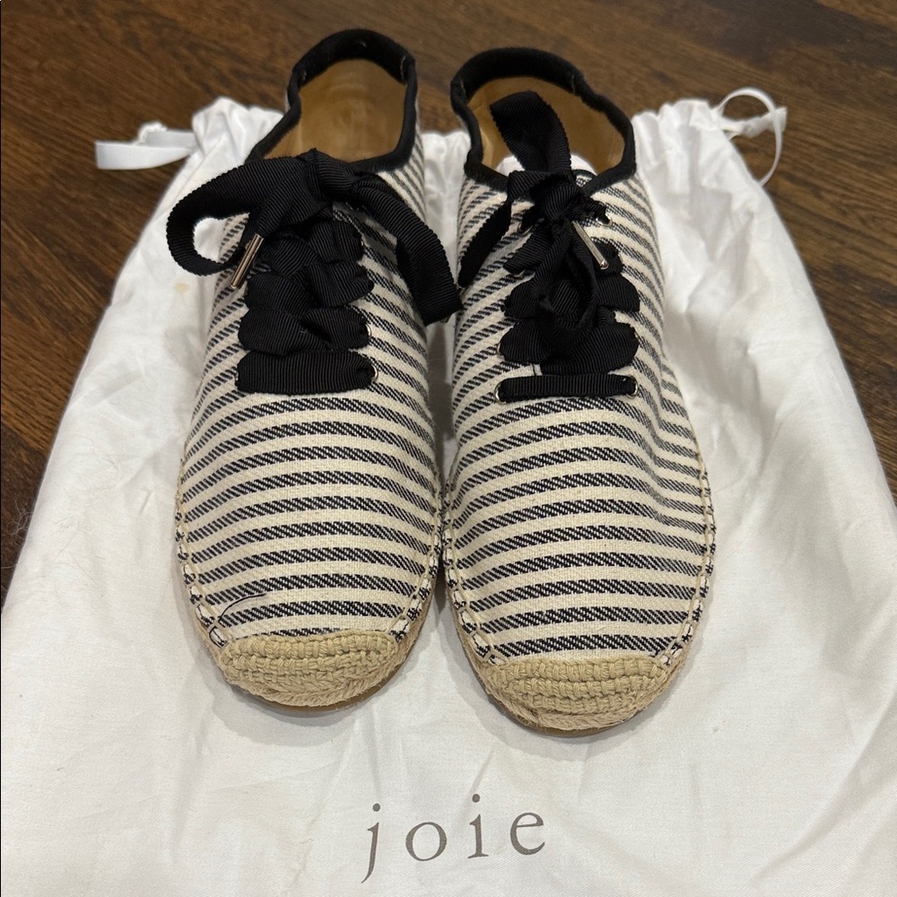 Joie Striped Espadrilles with Black Laces